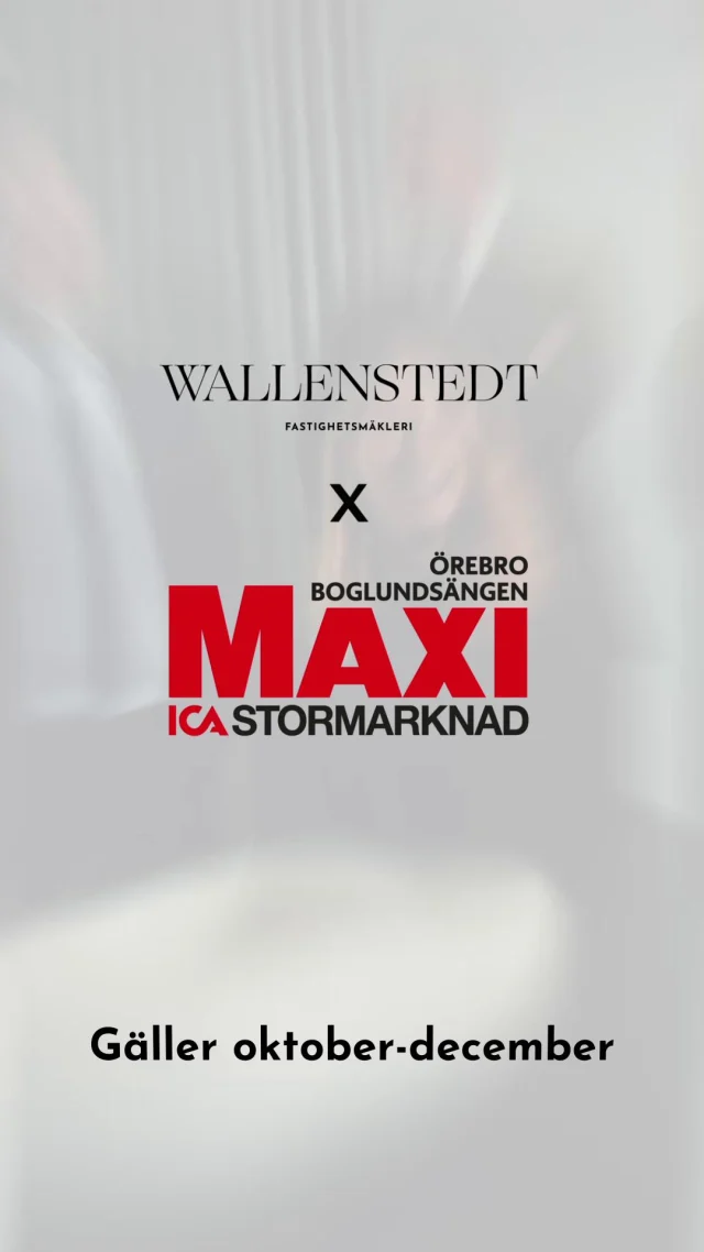 🔔 Missa inte att boka en kostnadsfri värdering hos oss och få 500 kr i presentkort hos Ica Maxi Boglundsängen.

Just nu bjuder vi på ett presentkort värde 500 kronor när du bokar en kostnadsfri värdering hos oss på Wallenstedt. En värdering ger dig koll på läget, insikt i marknaden och ett första steg mot nästa bostadsresa.

Passa på att boka din värdering redan idag!🌟

Kampanjen är i samarbete med Ica Maxi Boglundsängen Örebro.

📍 Stortorget 4, Örebro
📞 019 22 23 33
💻 wallenstedt.se